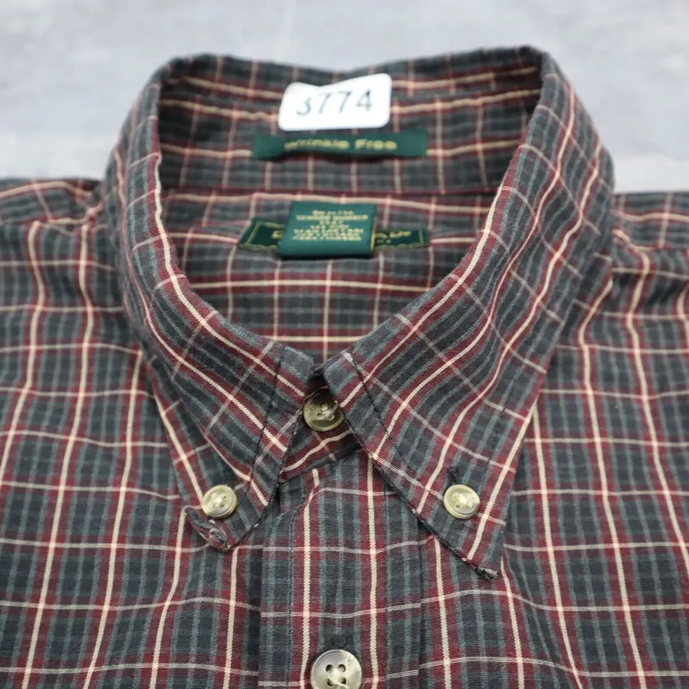 Dockers Shirt Men Large Red Blue Plaid Wrinkle Free Long Sleeve Button Up Casual - Picture 7 of 16